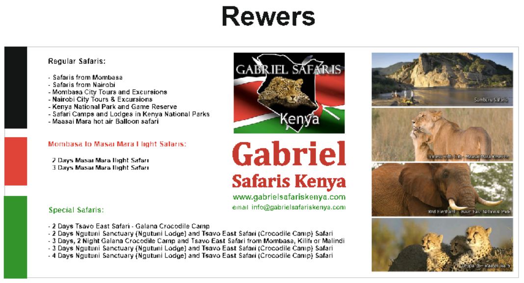 Ulotka Gabriel Safaris Kenya rewers